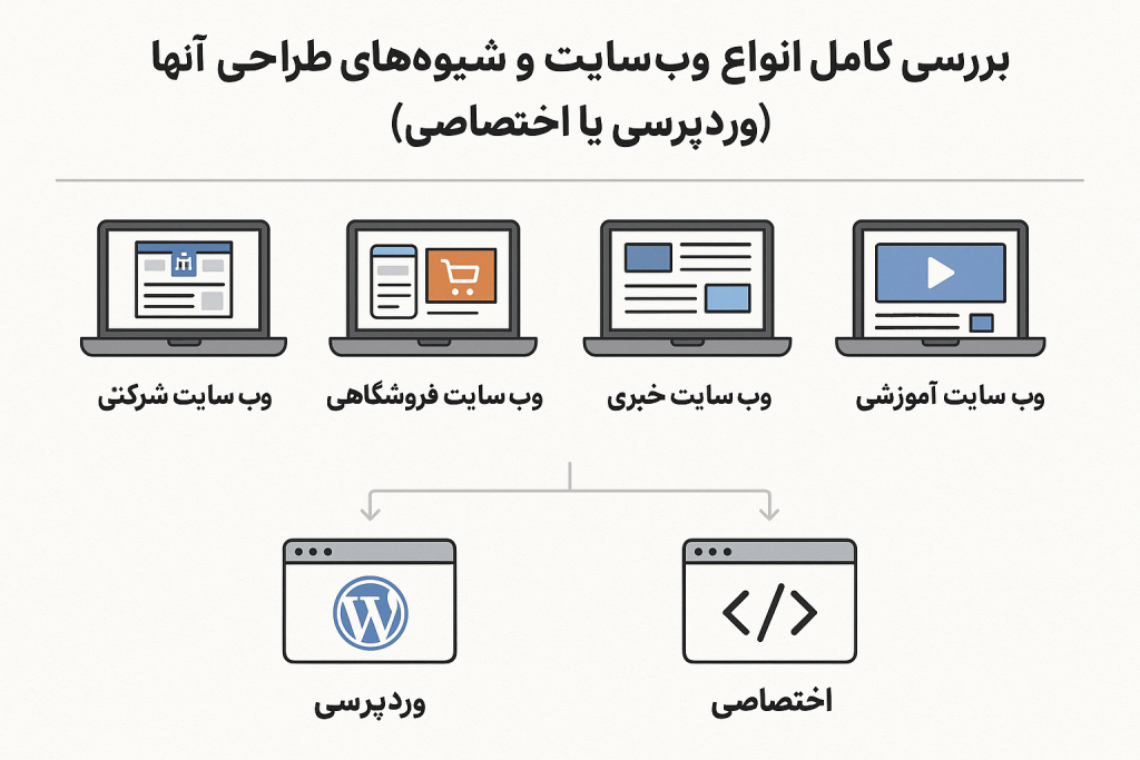 بررسی کامل انواع وب‌سایت و شیوه‌های طراحی آن‌ها (وردپرسی یا اختصاصی)